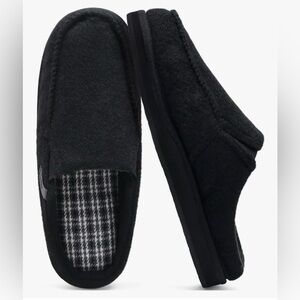 Mens Slippers Orthotic Arch Support Slip-on Rubber Sole Black Felt US Size 12